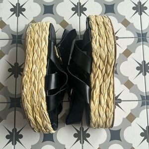 Leather Platform Sandal ZARA Sz